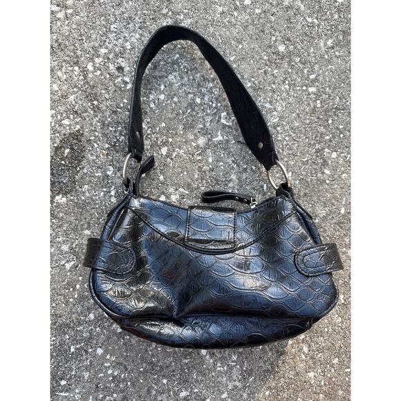 Vintage Black Snakeskin Y2K Guess Shoulder Bag - Picture 3 of 5